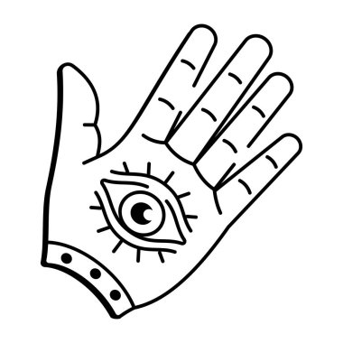 Mistik el dövmesinin karalama tarzı bir simgesi.