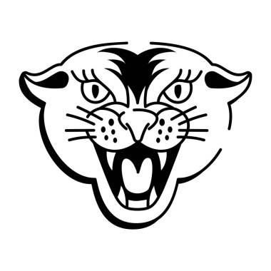 Panter kafası dövmesinin el çizimi simgesi.