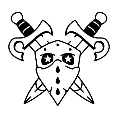 Haydut maskesi dövmesinin el çizimi simgesi