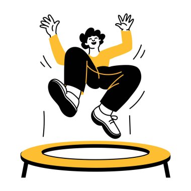 El çizimi çizimi çizimi trambolinden hoşlanan bir karakteri gösteriyor