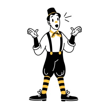 Bir pandomimcinin el çizimi tasviri 