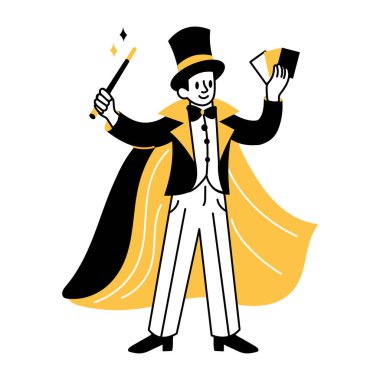 Bir sihirbazın el çizimi tasviri. 