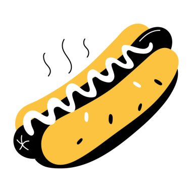 Bir sosislinin el çizimi tasviri. 