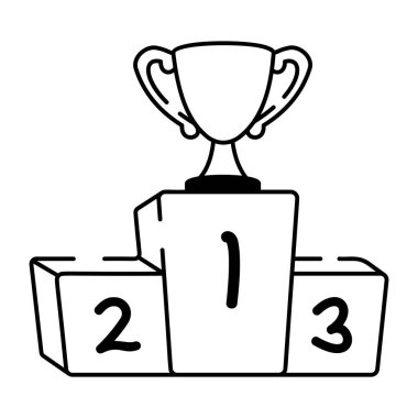 Kazanan podyum numaralandırılmış seviyeler ve bir kupa, doodle tarzı ikon