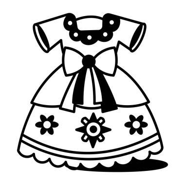 Bir Meksika elbisesinin karalama stili simgesi 