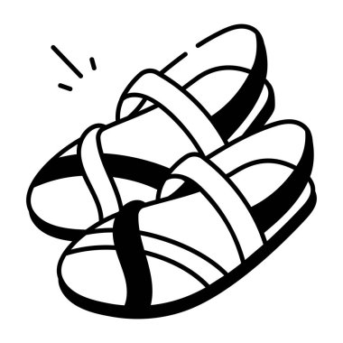 Meksika sandaletlerinin el çizimi simgesi. 