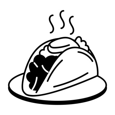 Taco yemeğinin el çizimi simgesi. 