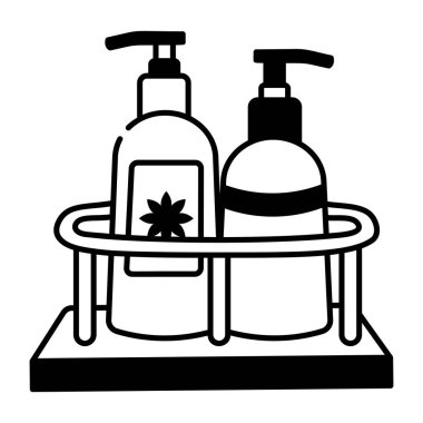shhand çizilmiş ikon şampuan şişeleme gösteren 