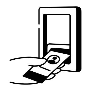 Bir anahtar kartı gösteren el çizimi biçim simgesi 