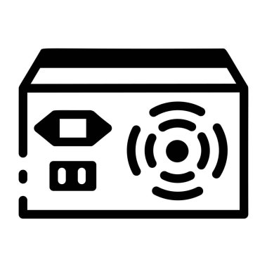 Güç arz kutusunu gösteren bir kabartma biçimi simgesi 