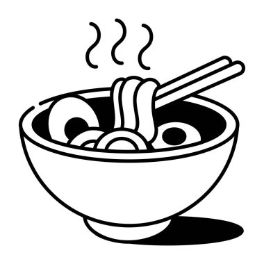 Erişte kasesinin karalama stili ikonu. 