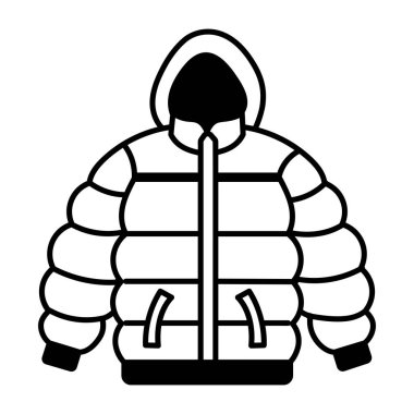 Kabarık bir ceketin el çizimi simgesi. 