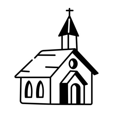 Bir kilise binasının el çizimi ikonu. 