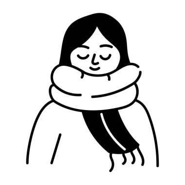 Kış kıyafetleri yapan bir karakter, karalama simgesi 