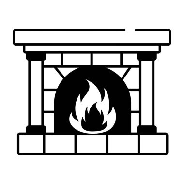Sıcak şöminenin el çizimi simgesi 
