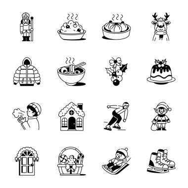 Doodle Stili Noel Simgeleri 