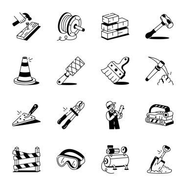 El Çizimi Yapılandırma Simgeleri Koleksiyonu 