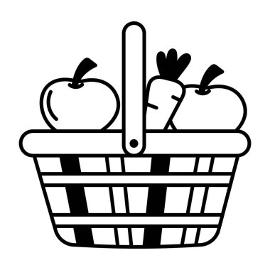 Market sepetinin taslak stili çizimi 