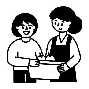 Perakende müşteriyi gösteren Doodle biçimi illüstrasyonu 