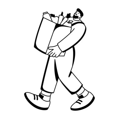 Market teslimatı yapan bir adamın kabartma resmi. 