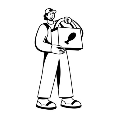 Erişte yiyen bir karakterin kabartma çizimi