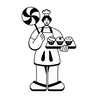 Erişte yiyen bir karakterin kabartma çizimi