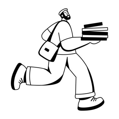 Erişte yiyen bir karakterin kabartma çizimi