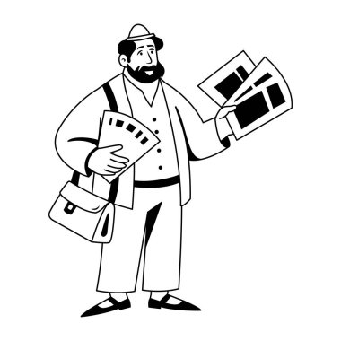 Bir karakter temizliğinin kabartma çizimi 