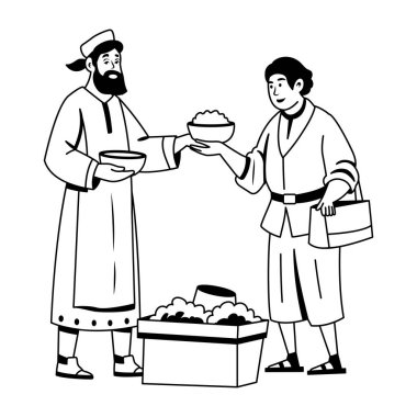 Bir karakter temizliğinin kabartma çizimi 