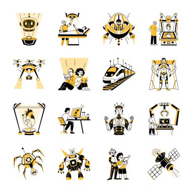 El Çizimi Robot Çizimleri Koleksiyonu 