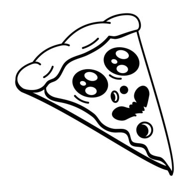 Ürkütücü pizzanın yarım yamalak bir simgesi.