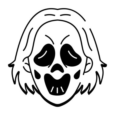 Hayaletli yüzün yarım yamalak bir simgesi.