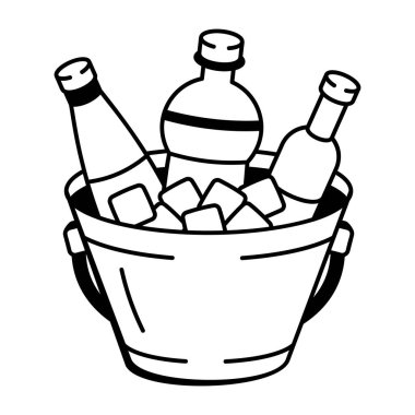 Doodle stilinde dizayn edilmiş bir kadeh tokuşturma simgesi