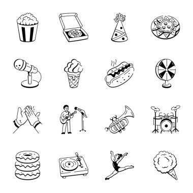 Parti Eğlence Elleri Koleksiyonu Simgeleri 