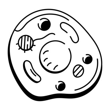 Hayvan hücre yapısını temsil eden el çizimi bir simge