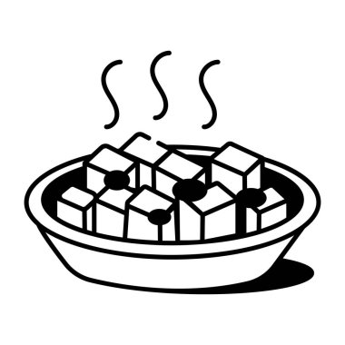 Elle çizilmiş ikon dolma kabının sıcak servis edildiğini gösteriyor