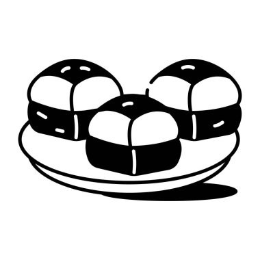 Karalama tarzında dizayn edilmiş yemek dürümlerinin simgesi.