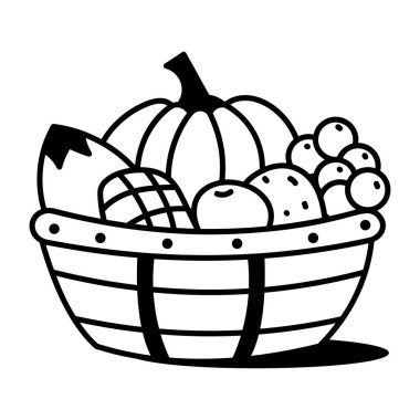 Sketchy tarzı simge meyve sepetini simgeliyor