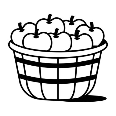 Çizim tarzında bir elma sepeti simgesi 