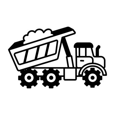 Kamyon boşaltma simgesini gösteren karalama tarzı bir simge