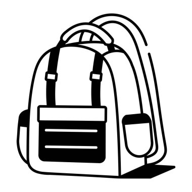 Sırt çantasını gösteren karalama biçimi simgesi