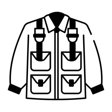 Birden fazla cebi olan kabataslak bir kargo ikonu.