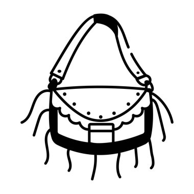 Uzun kayışlı çapraz vücut torbasının yarım yamalak bir simgesi