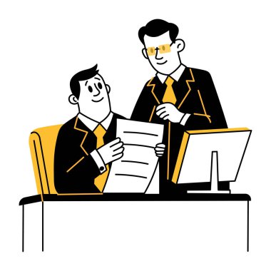 Avukatlar arasında hukuki tartışma, el yapımı illüstrasyon. 