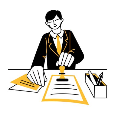 Kamu noteri karakterinin el çizimi 