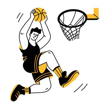 Basketbol sahasını gösteren bir çizim stili. 