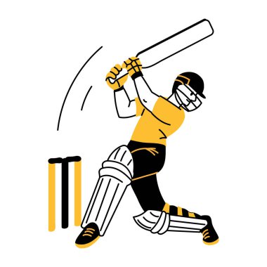 Kriket vuruşunu gösteren bir çizim biçimi çizimi