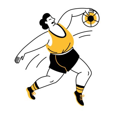 Disk atışını gösteren bir karalama stili çizimi