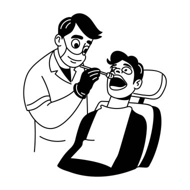 Çürük tedavisinin el çizimi stili