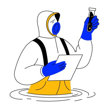 Su örneğini test eden bir el çizimi. 